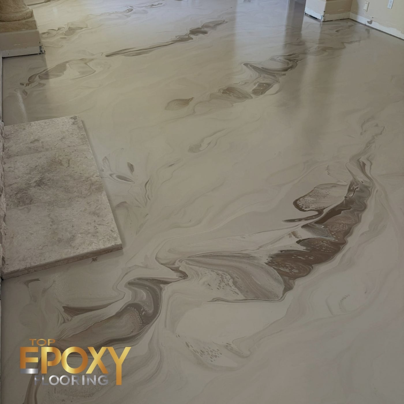 brown veins marble epoxy floor