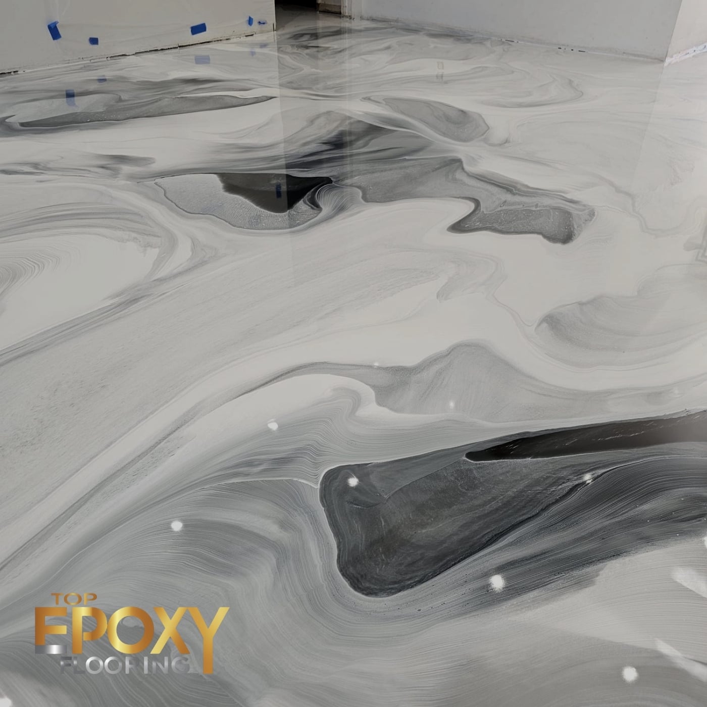 white marble epoxy floor
